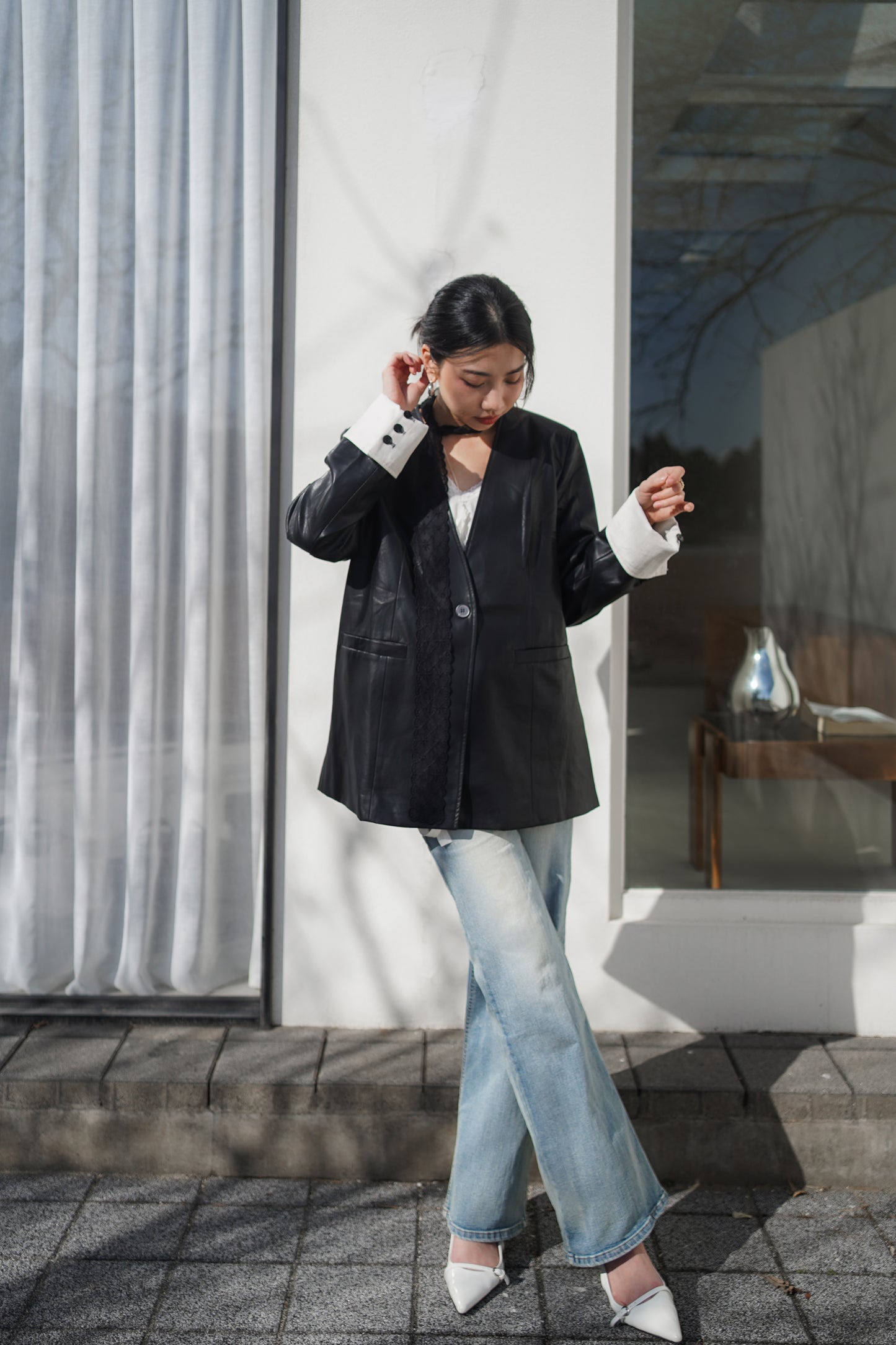 𝙎𝙖𝙡𝙚〖推薦款〗 Faux Leather Urban Blazer