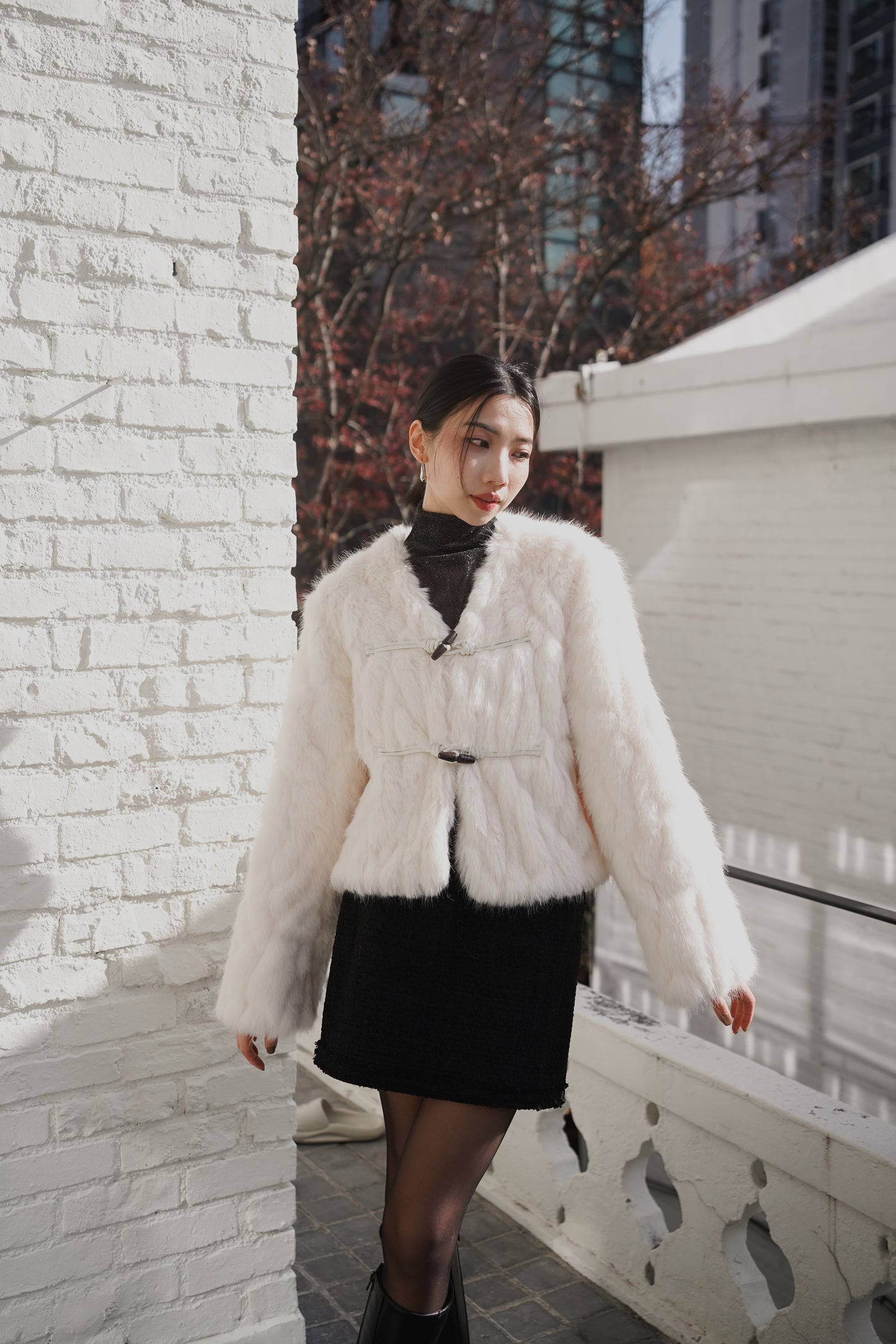 Patterned Furry Coat