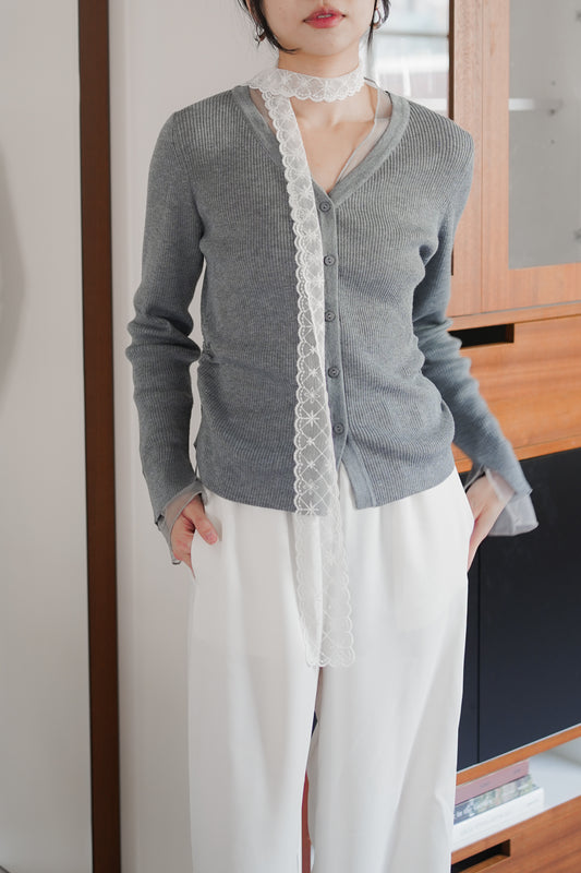 𝐌𝐚𝐫🇰🇷 〖推薦款〗  Sheer Cuff Knit Cardigan