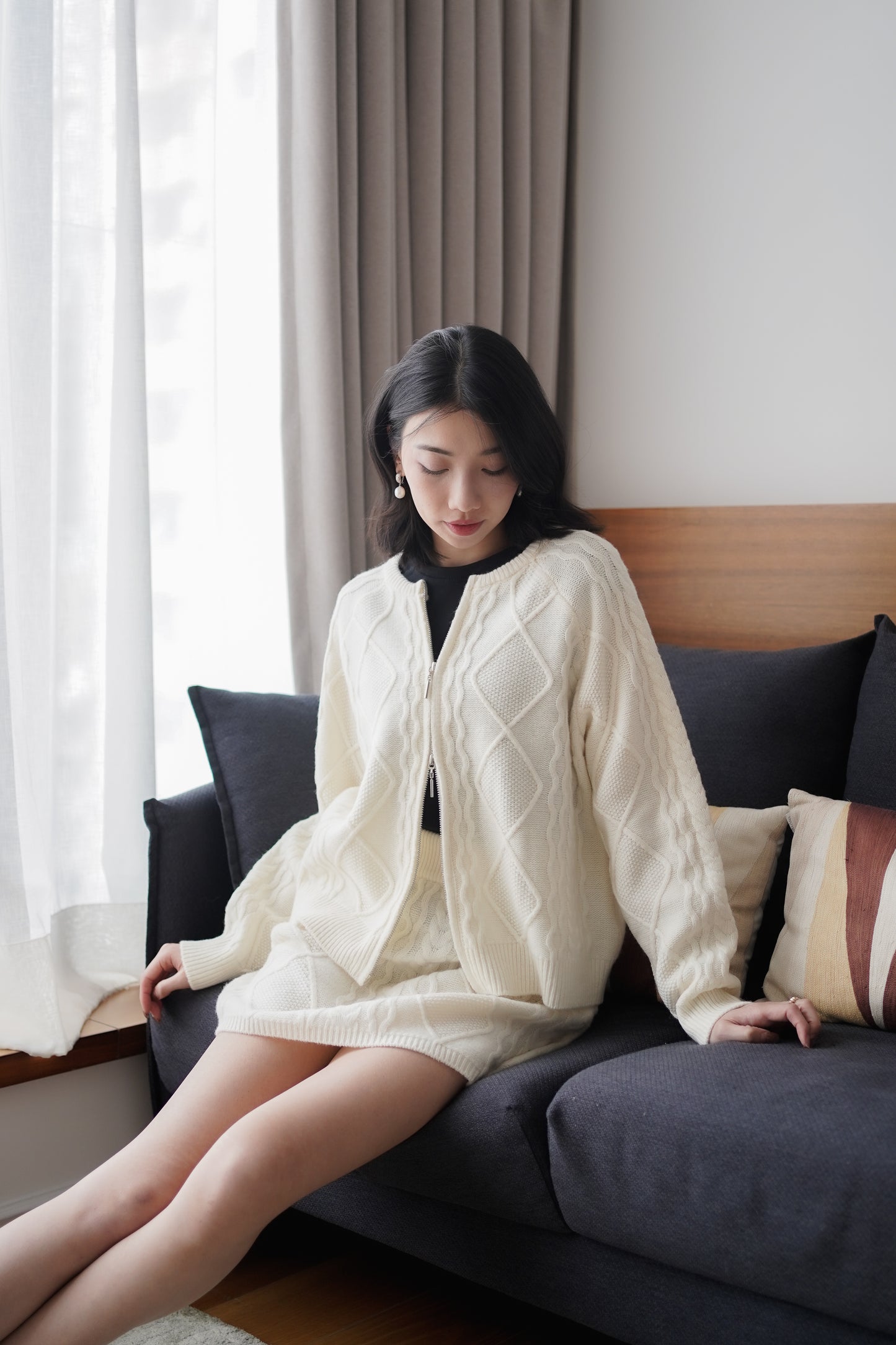 ᴊᴀɴ Wool80 Cable-Knit Jacket & Skirt Set