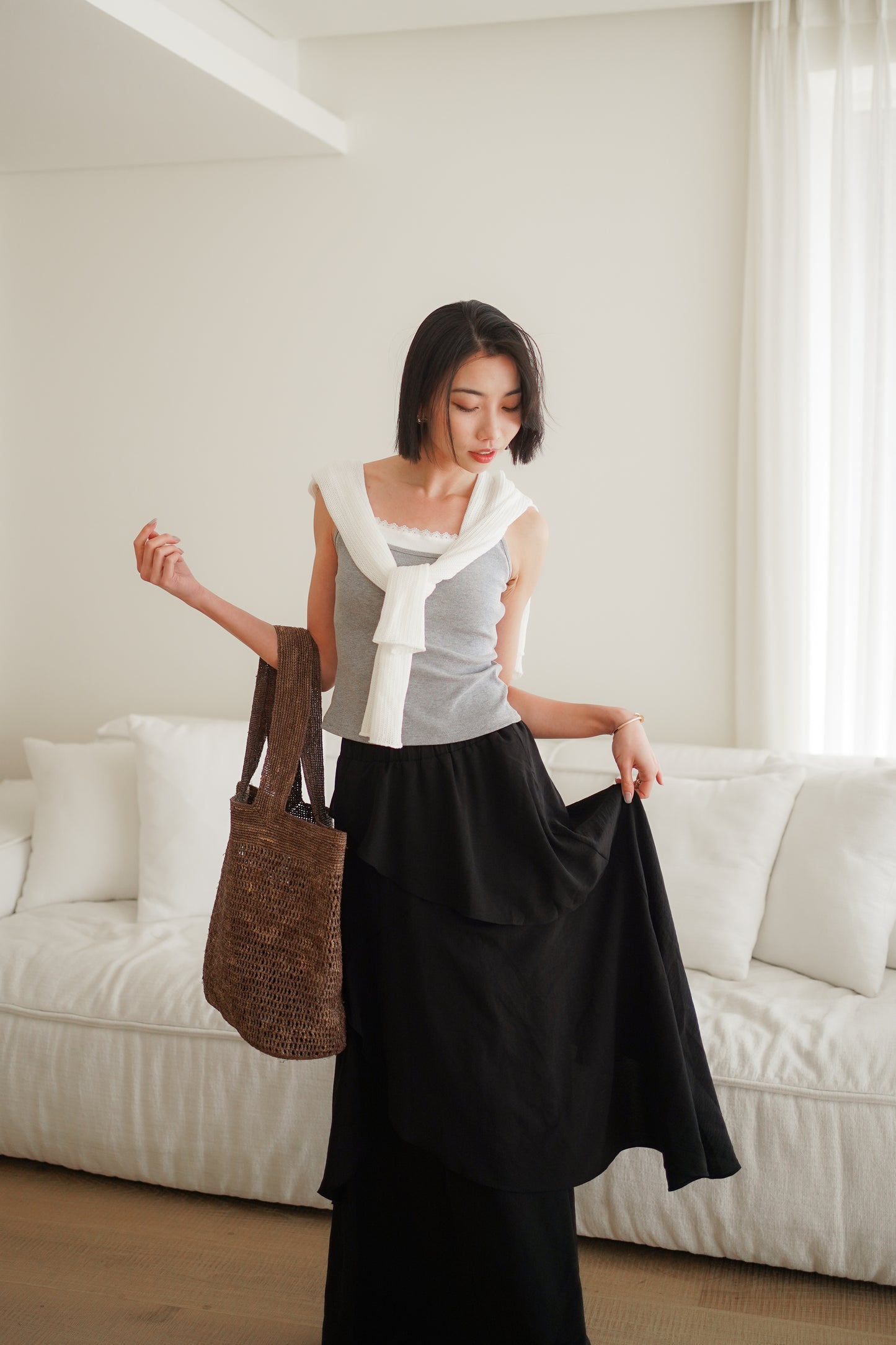 𝐌𝐚𝐲🇰🇷 Layered Flare Midi Skirt