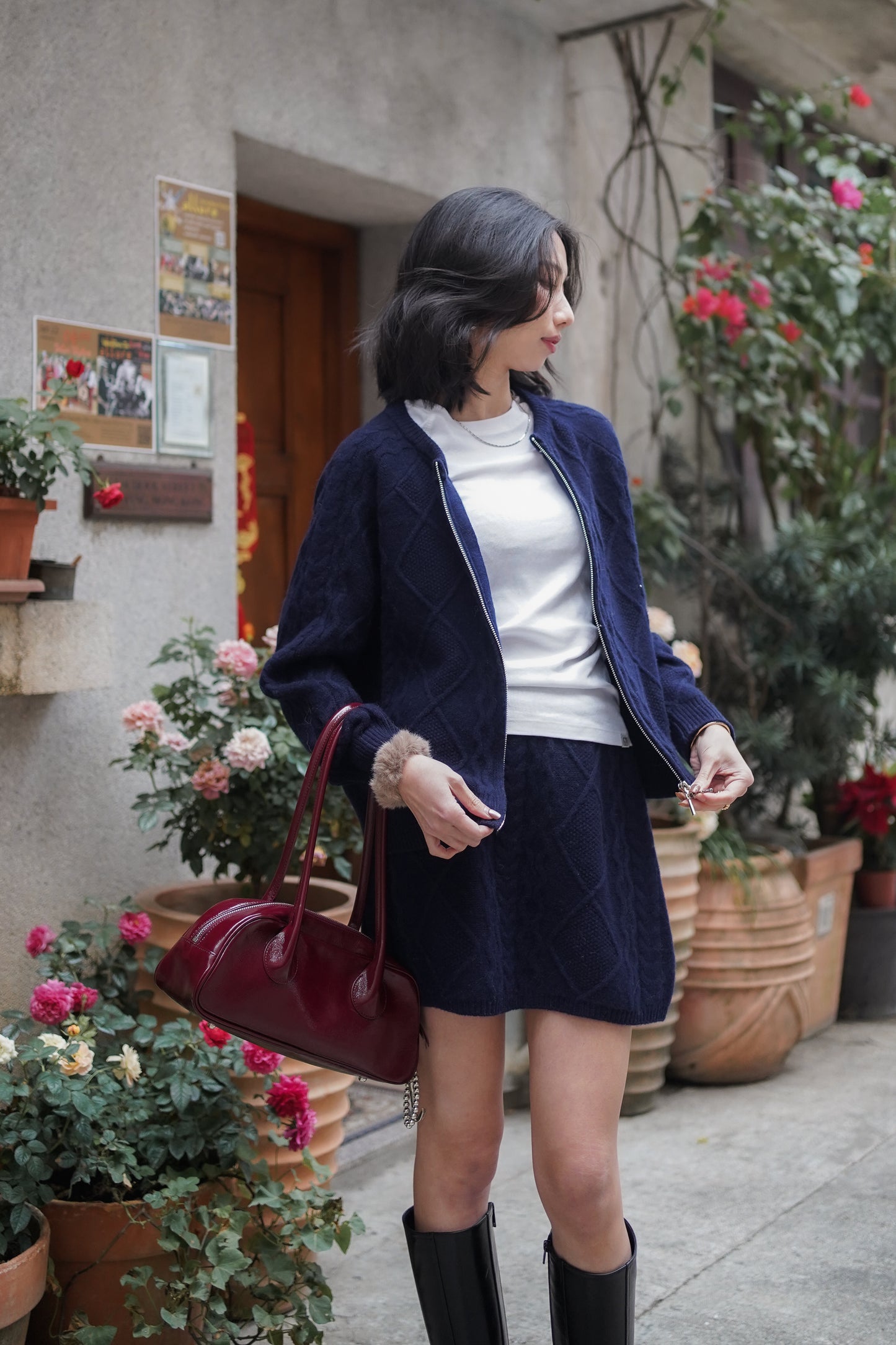 ᴊᴀɴ Wool80 Cable-Knit Jacket & Skirt Set