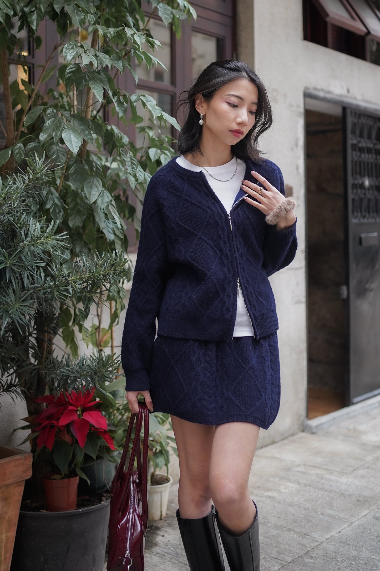 ᴊᴀɴ Wool80 Cable-Knit Jacket & Skirt Set