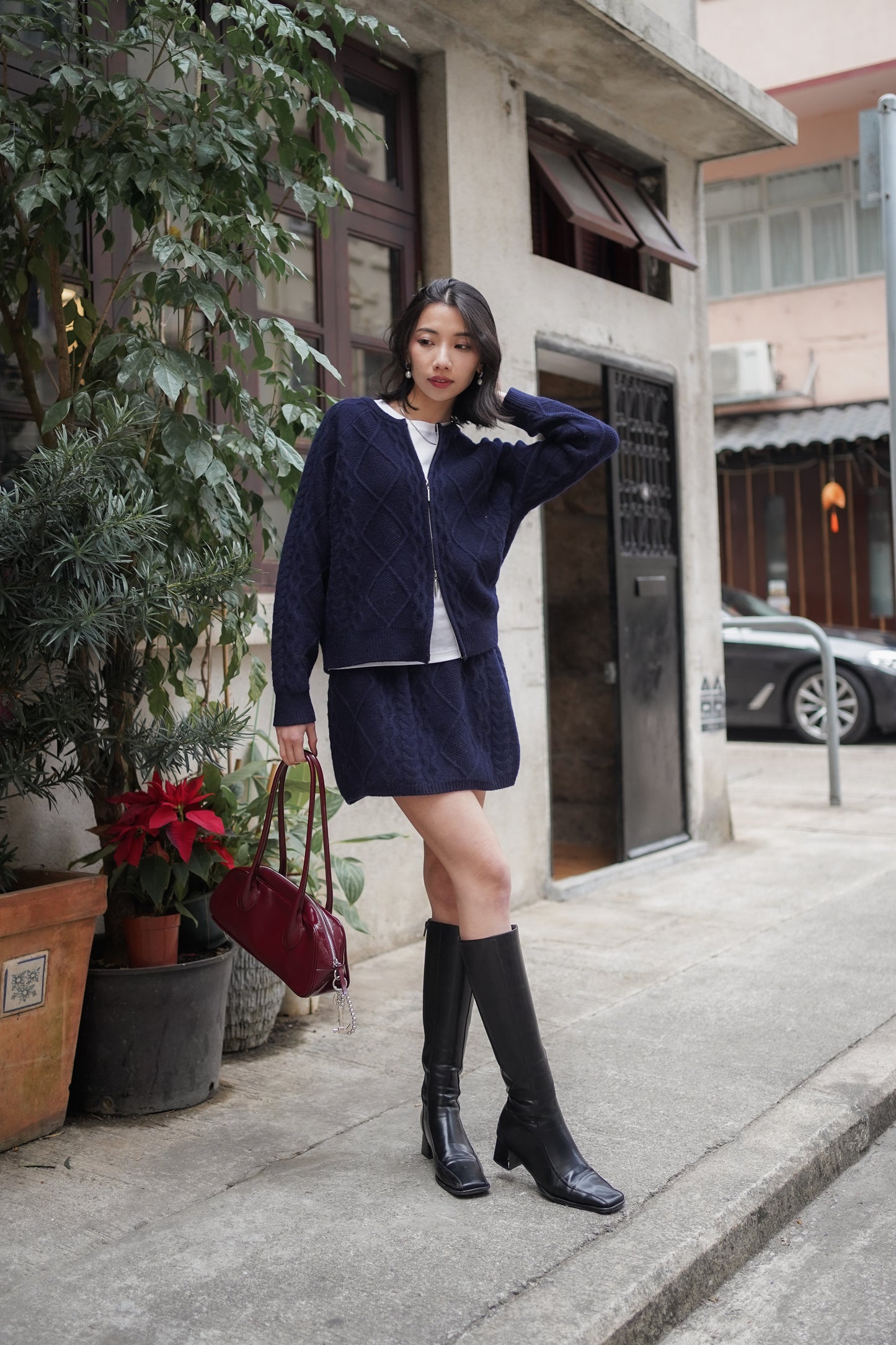 ᴊᴀɴ Wool80 Cable-Knit Jacket & Skirt Set