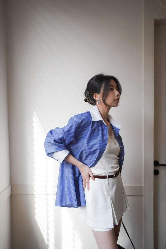 〖Kedi Best〗 Stripe Shirt & Lace Bra Top Combo Set〖原價：$870〗