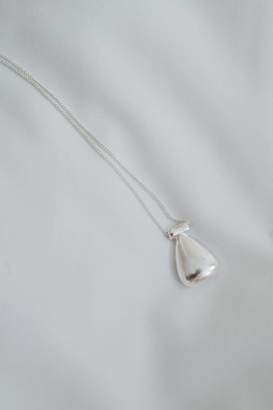 𝐌𝐚𝐲 〖肌理霧銀〗 Teardrop Matte Silver Necklace