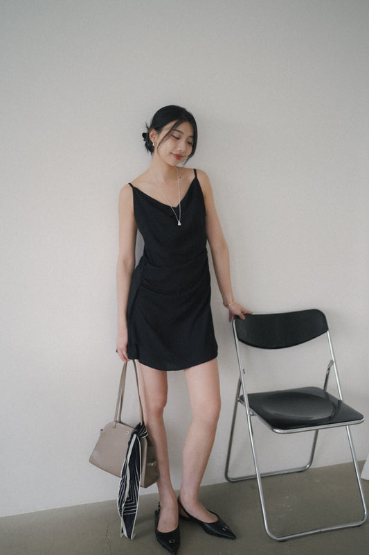 𝙎𝙖𝙡𝙚〖法式清冷〗Cowl Neck Satin Mini Dress