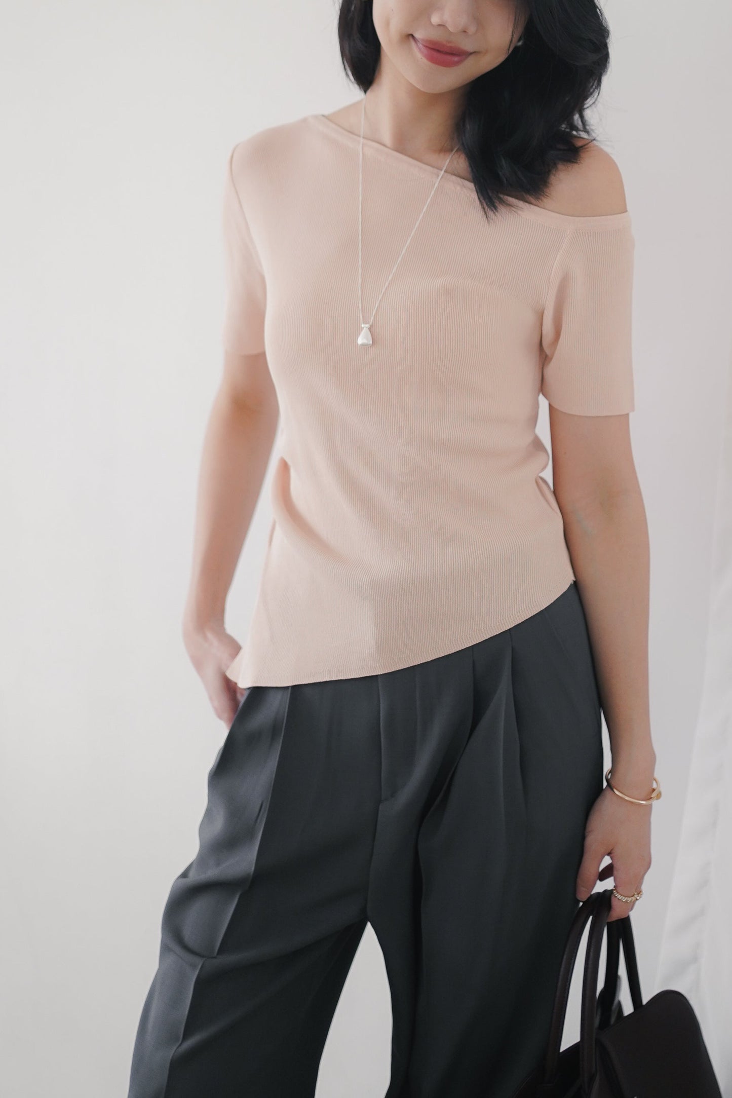 𝐌𝐚𝐲 〖肌理霧銀〗 Teardrop Matte Silver Necklace