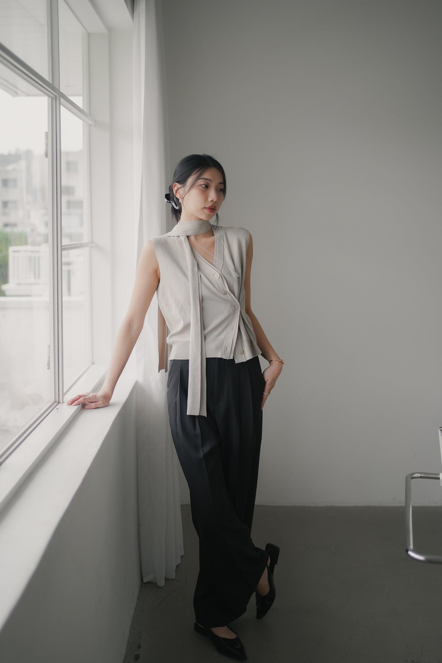 𝐌𝐚𝐲 〖Office Pick | 免熨〗Drape Scarf Twist Vestᵇᵉˢᵗ ⁱᵗᵉᵐ