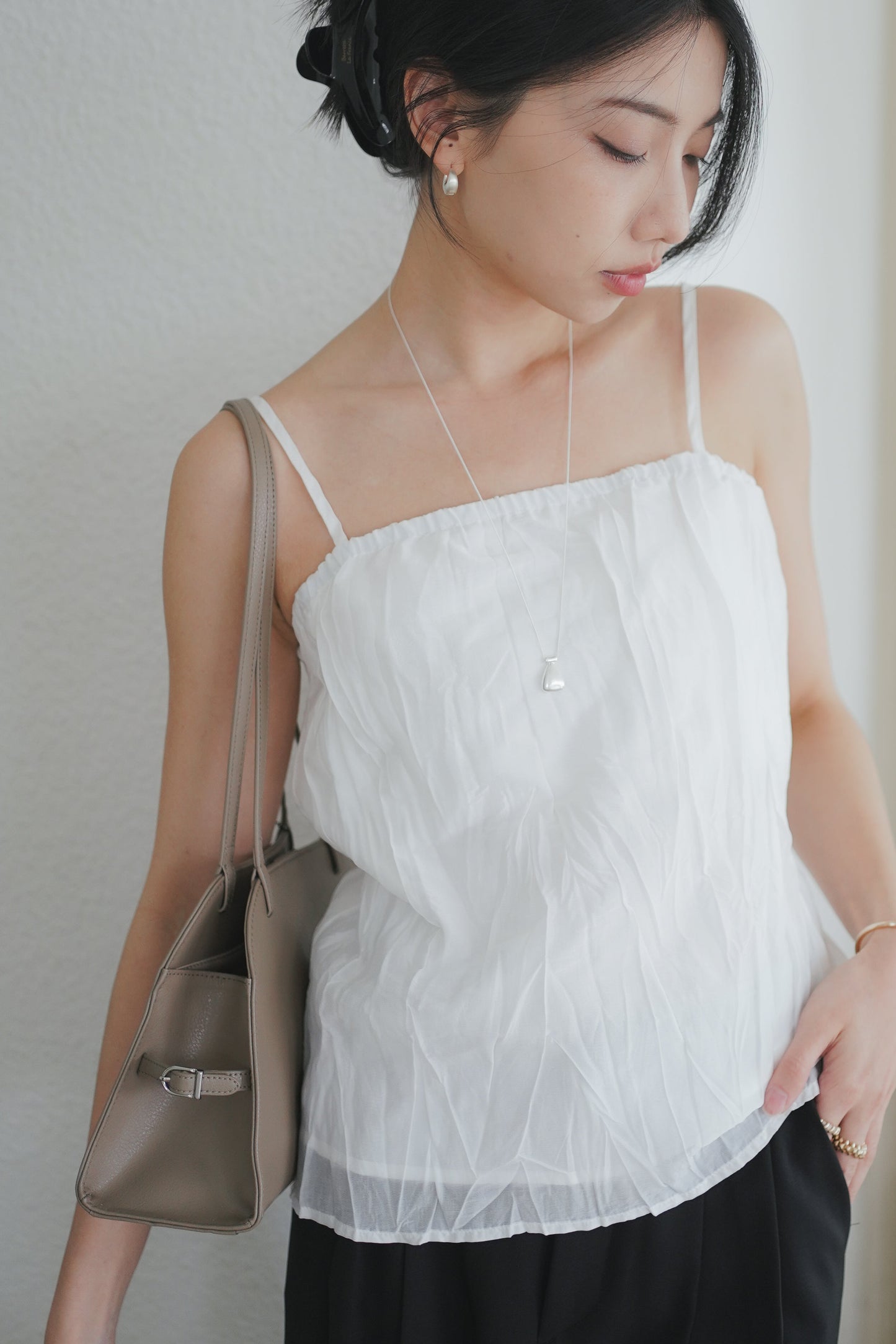 𝐌𝐚𝐲 〖肌理霧銀〗 Teardrop Matte Silver Necklace