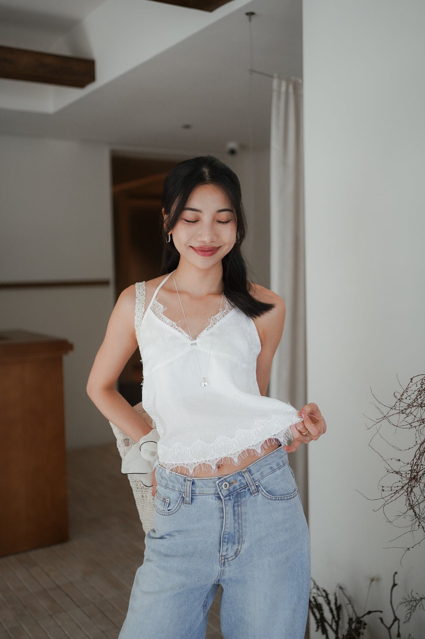 𝐉𝐮𝐧 【超氣質法式】Halter Neck Lace Cami