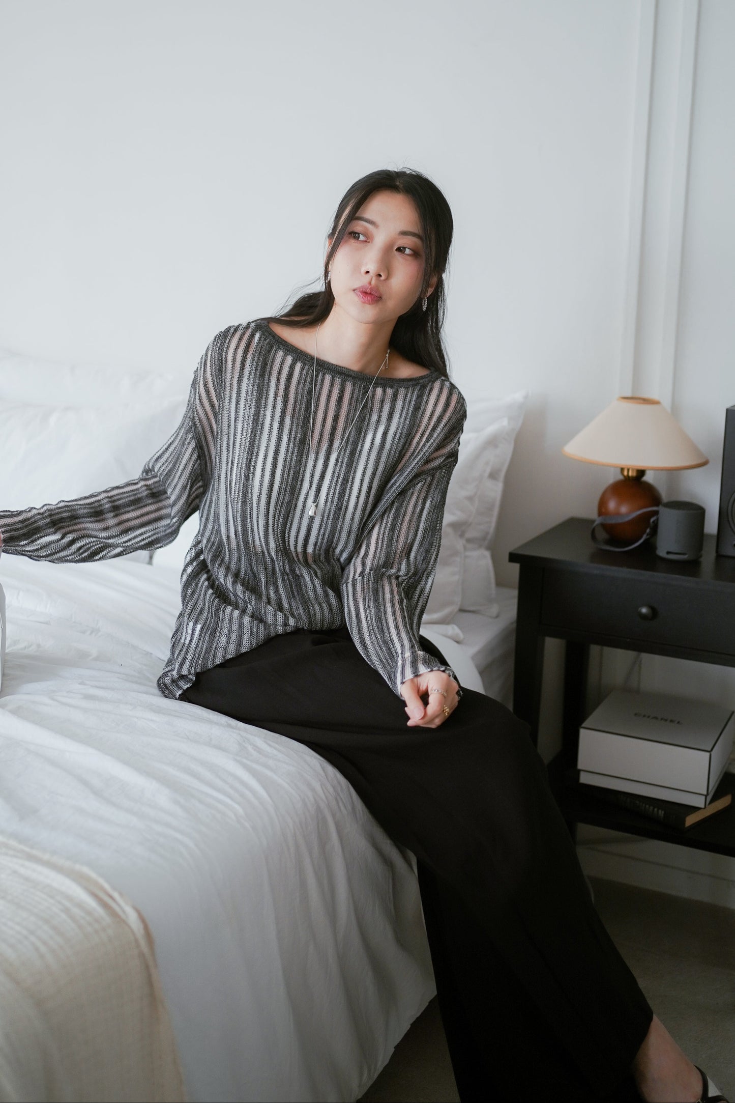 ᴊᴜʟ ꜱᴀʟᴇ ✨  【連內搭背心】Sheer Striped Knit