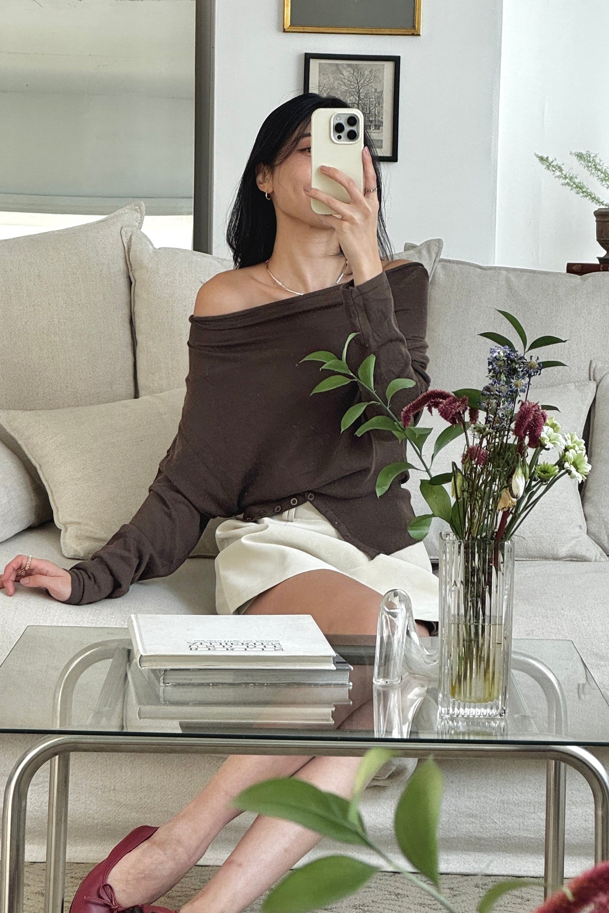 KR 𝐒𝐞𝐩【Feminine Pick】Bare Shoulder Sheer Knit