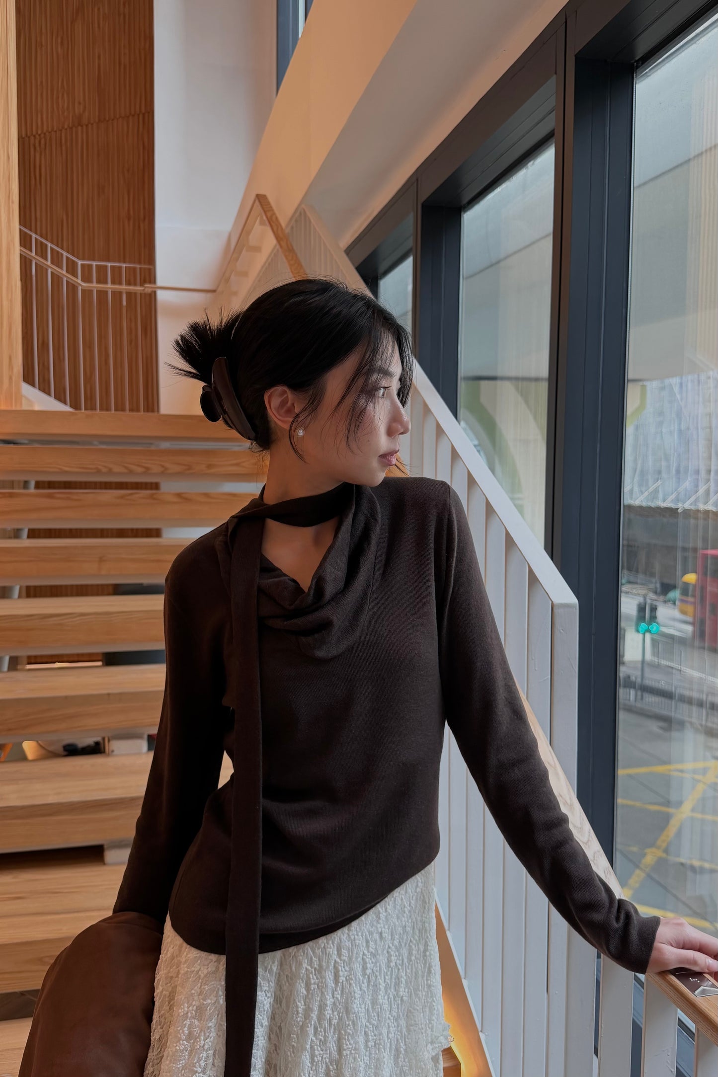 𝐍𝐨𝐯🇰🇷 Draped Scarf-Neck Knit