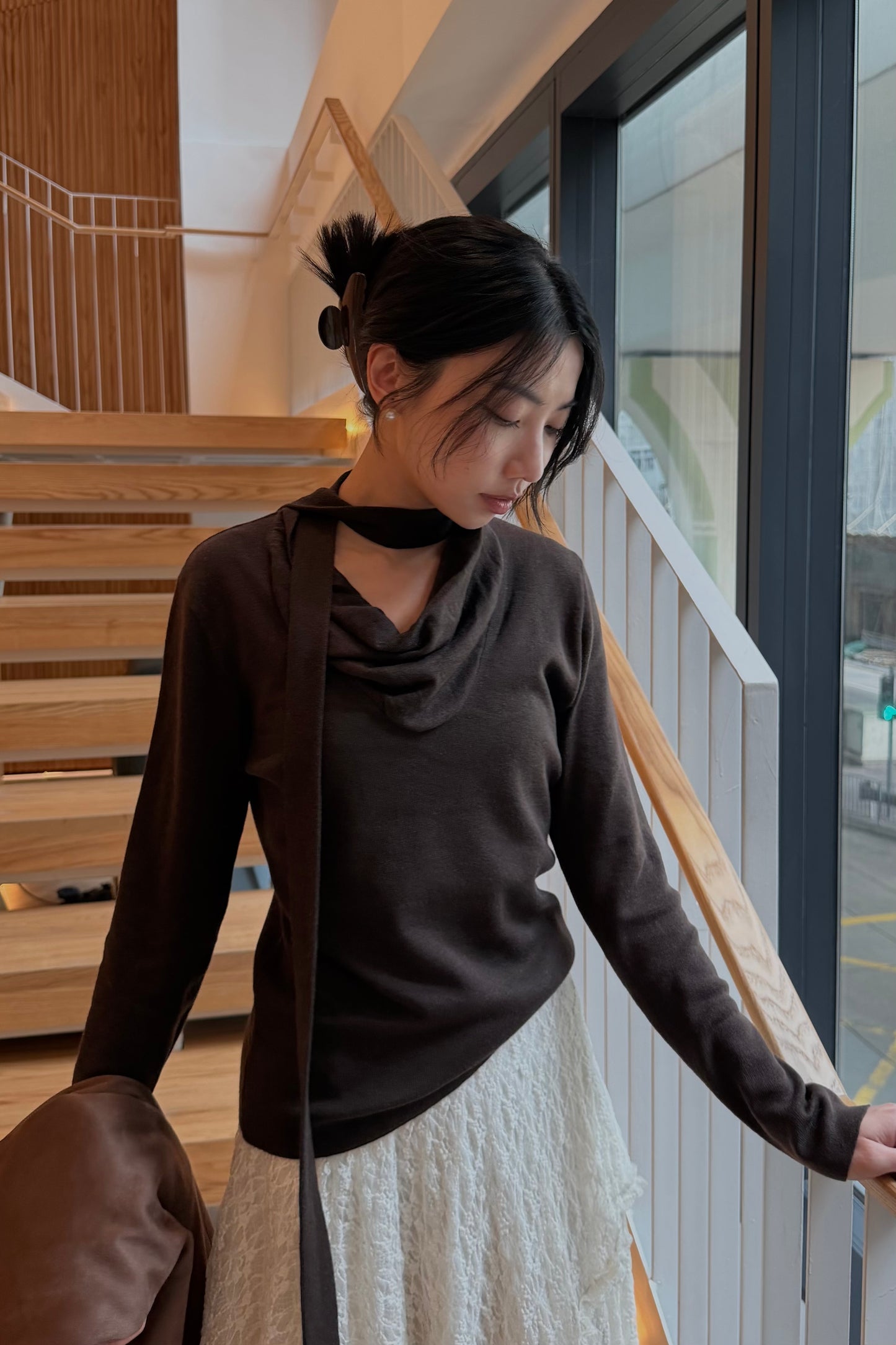 𝐍𝐨𝐯🇰🇷 Draped Scarf-Neck Knit
