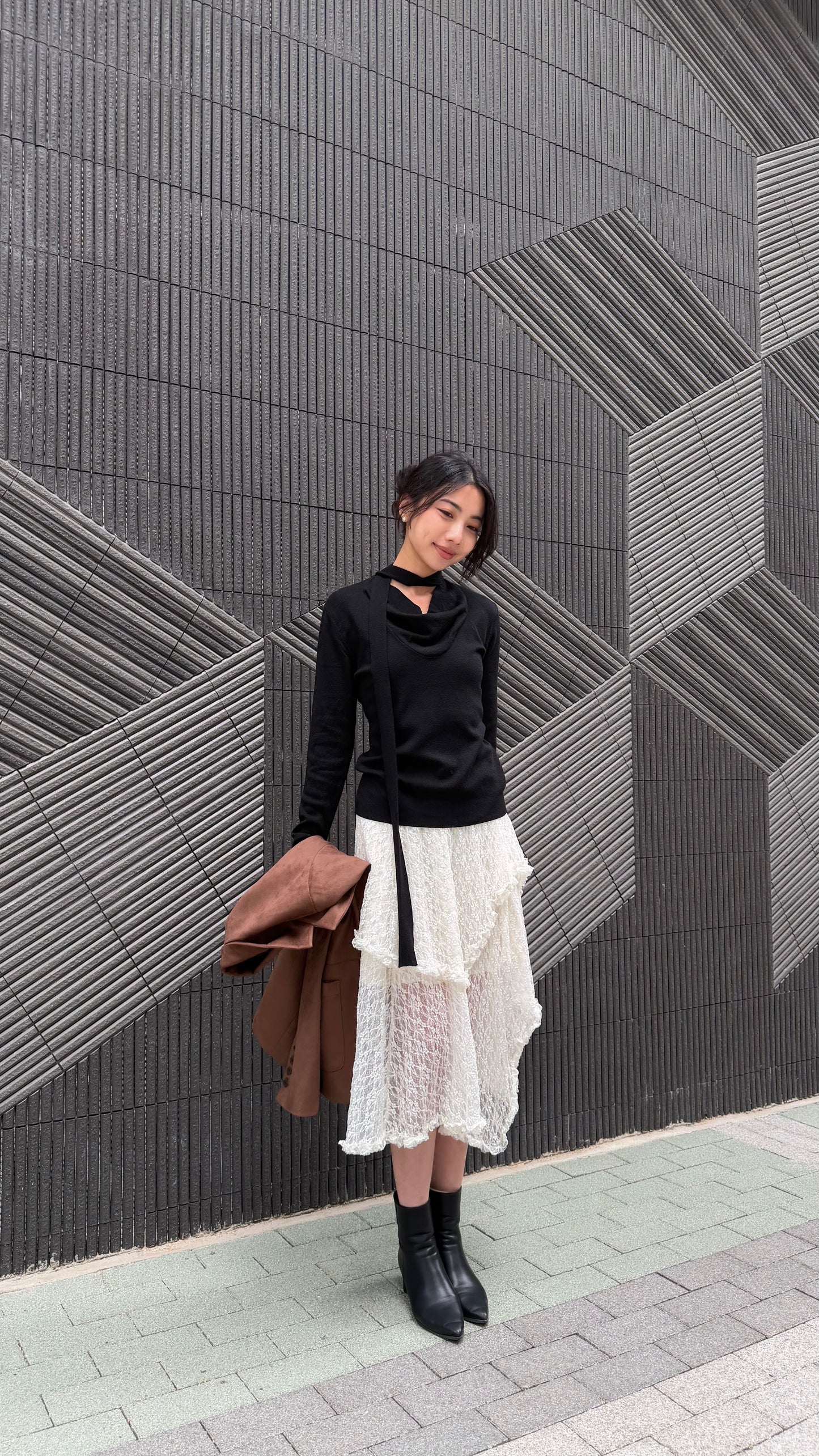 𝐍𝐨𝐯🇰🇷 Draped Scarf-Neck Knit