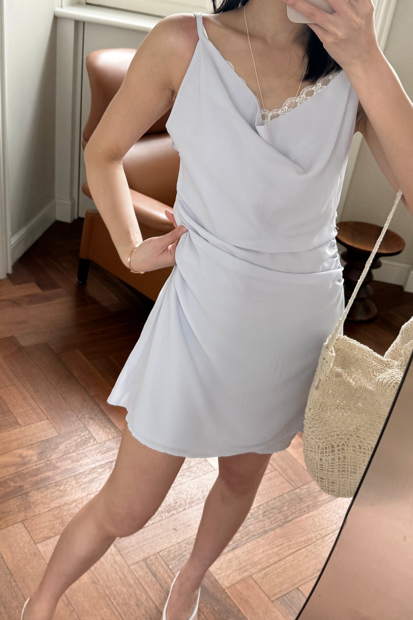 𝐌𝐚𝐲 〖法式清冷〗Cowl Neck Satin Mini Dress