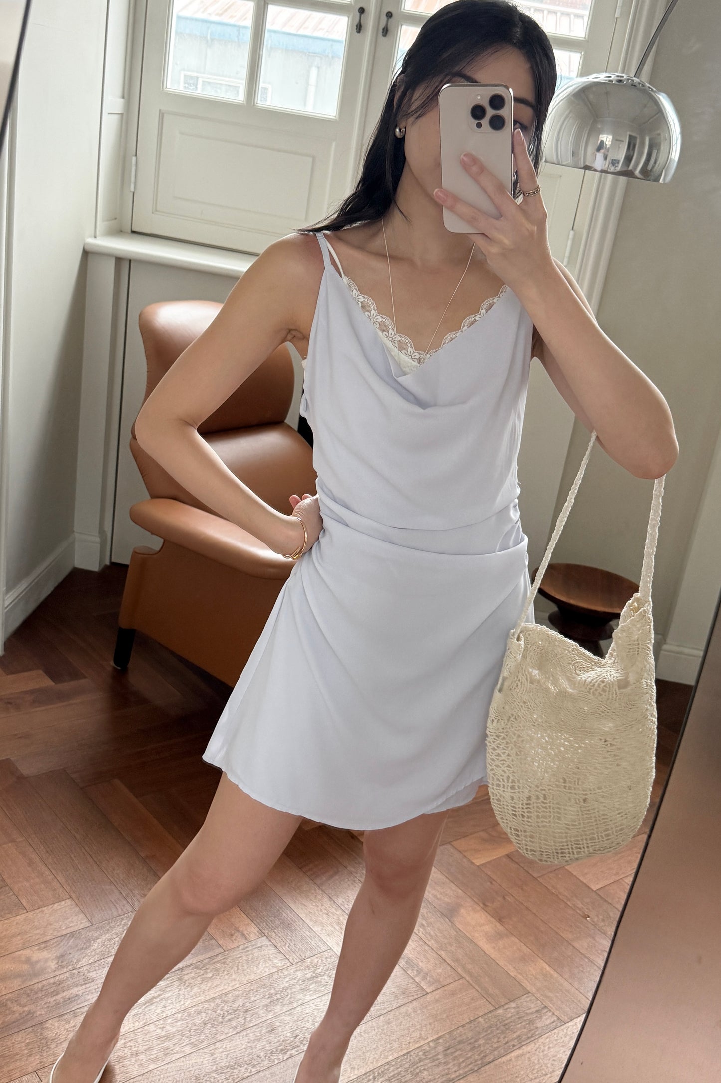 𝐌𝐚𝐲 〖法式清冷〗Cowl Neck Satin Mini Dress