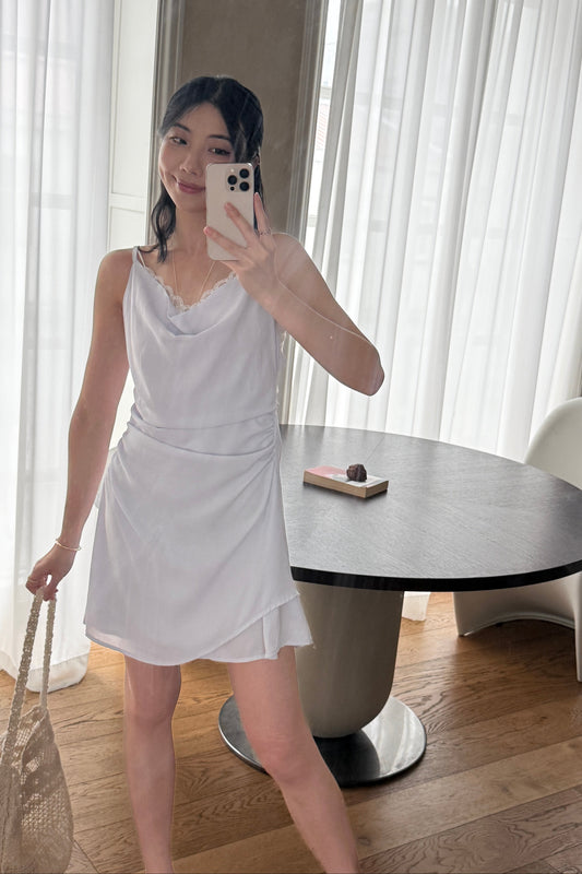 𝙎𝙖𝙡𝙚〖法式清冷〗Cowl Neck Satin Mini Dress