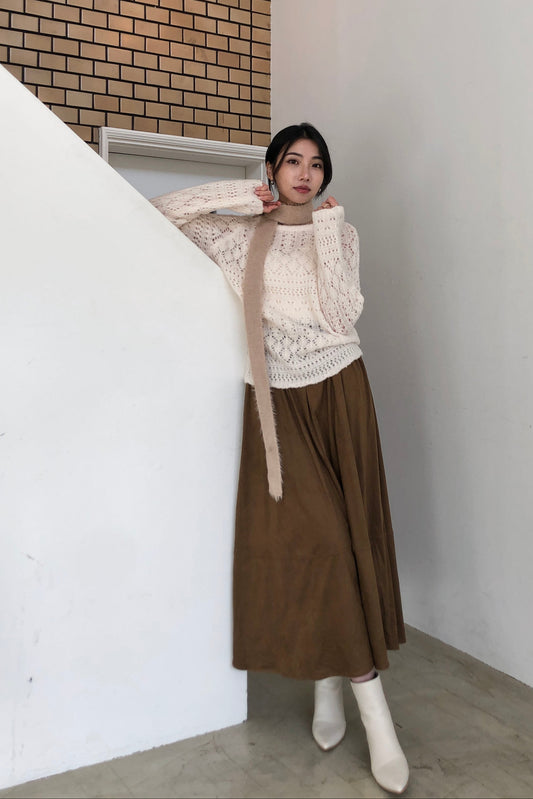 𝐍𝐨𝐯🇰🇷 Soft Matte Suede Midi Skirt