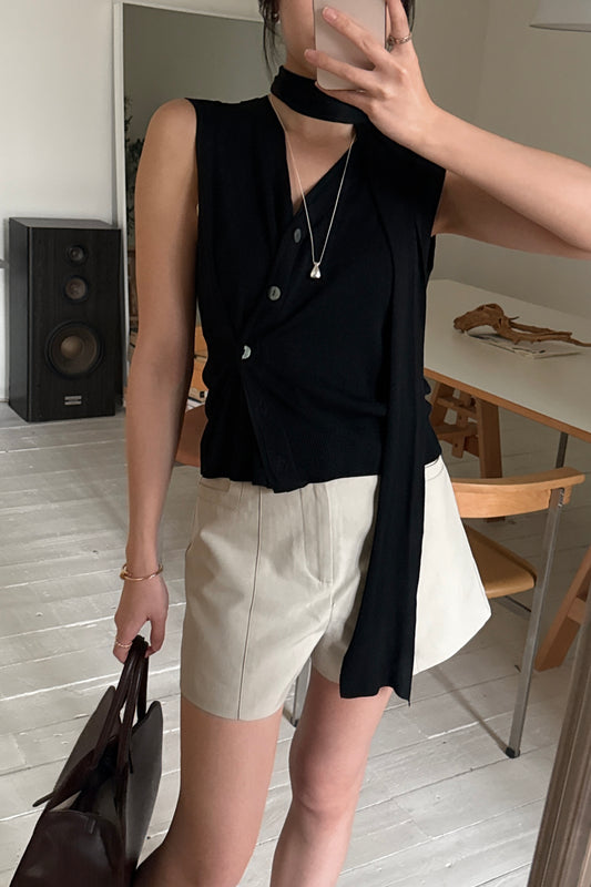 ᴊᴜʟ ꜱᴀʟᴇ ✨ 〖Office Pick | 免熨〗Drape Scarf Twist Vestᵇᵉˢᵗ ⁱᵗᵉᵐ