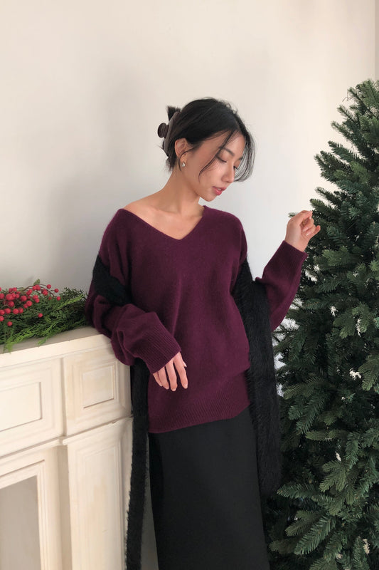 𝐃𝐞𝐜 Raccoon Wool Soft V-Knit【超親膚浣熊毛！】