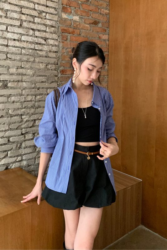 𝐒𝐞𝐩🇰🇷 Stripe Essential Shirt【免熨自然直！】