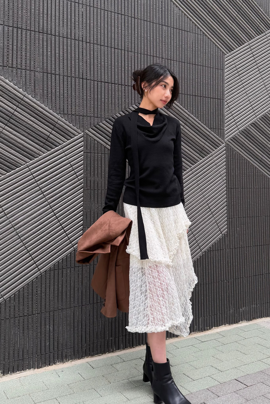 𝐍𝐨𝐯🇰🇷 Draped Scarf-Neck Knit