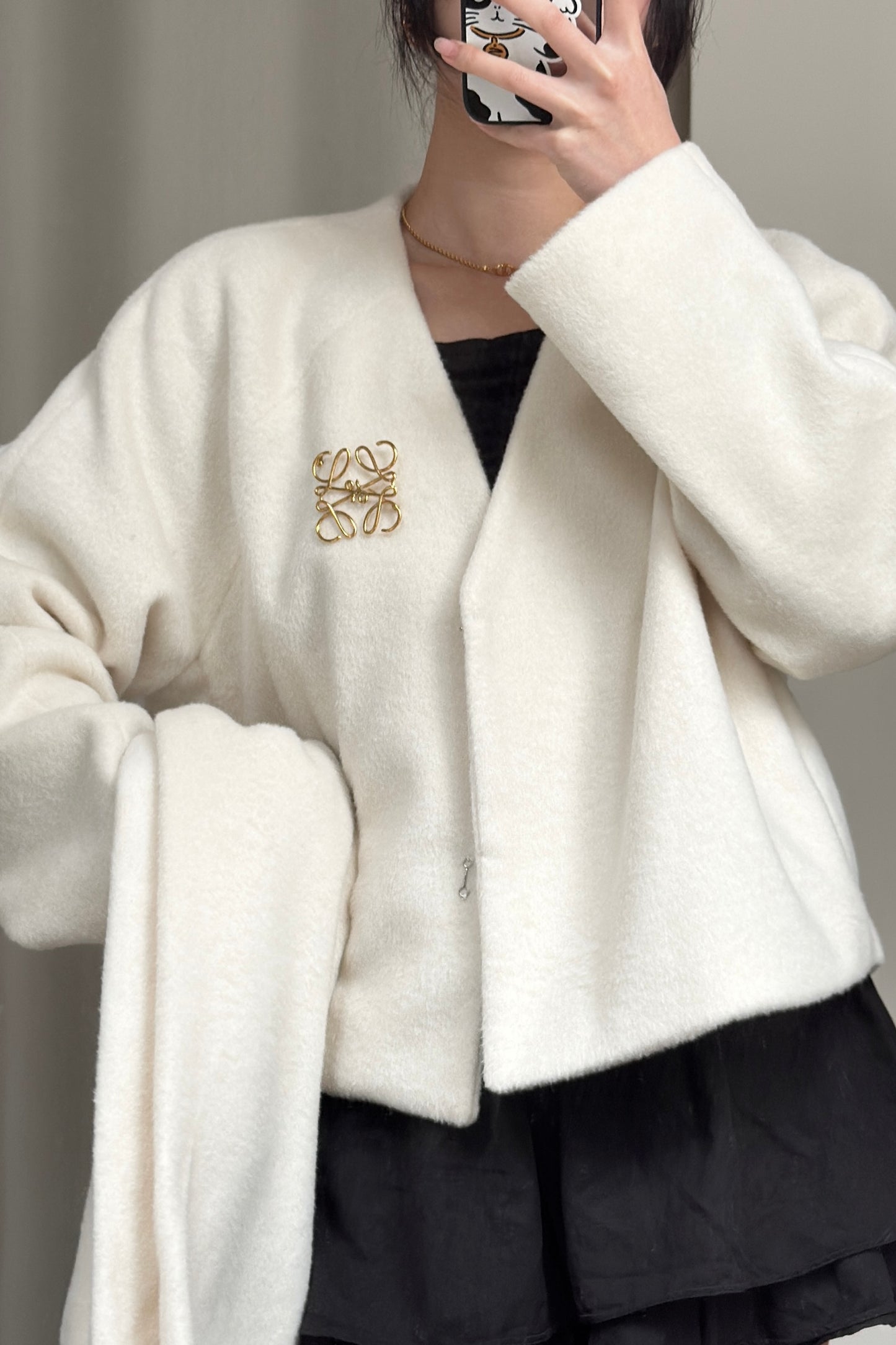 𝐃𝐞𝐜 【Kedi Made】Atelier Wool Coat & Scarf Set 〖法式極簡短外套〗