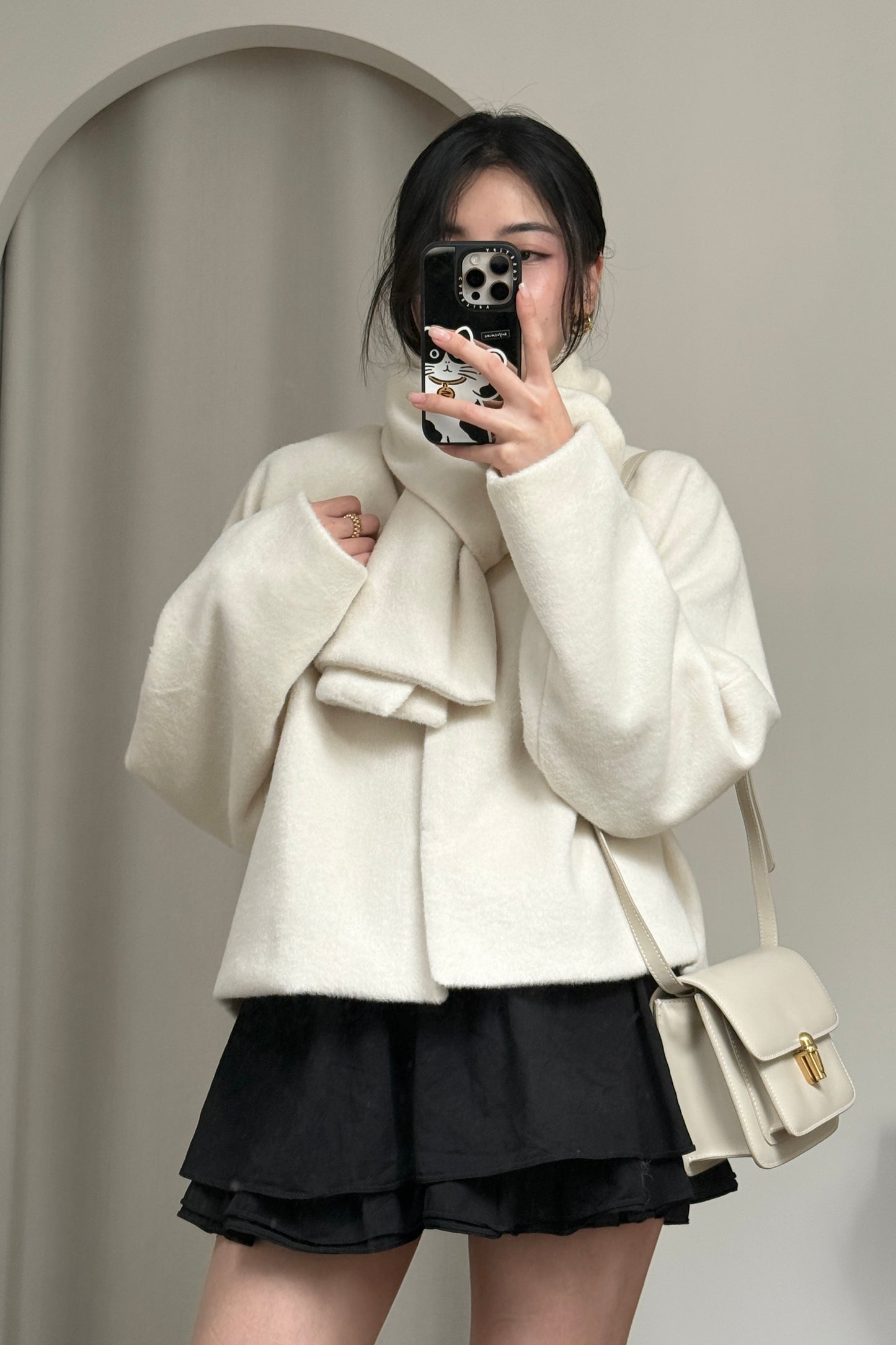 【Kedi Made】 Wool Coat Set & Drape Top Combo〖原價2030〗