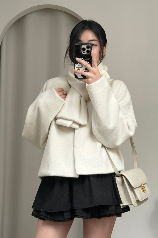 【Kedi Made】 Wool Coat Set & Drape Top Combo〖原價2030〗