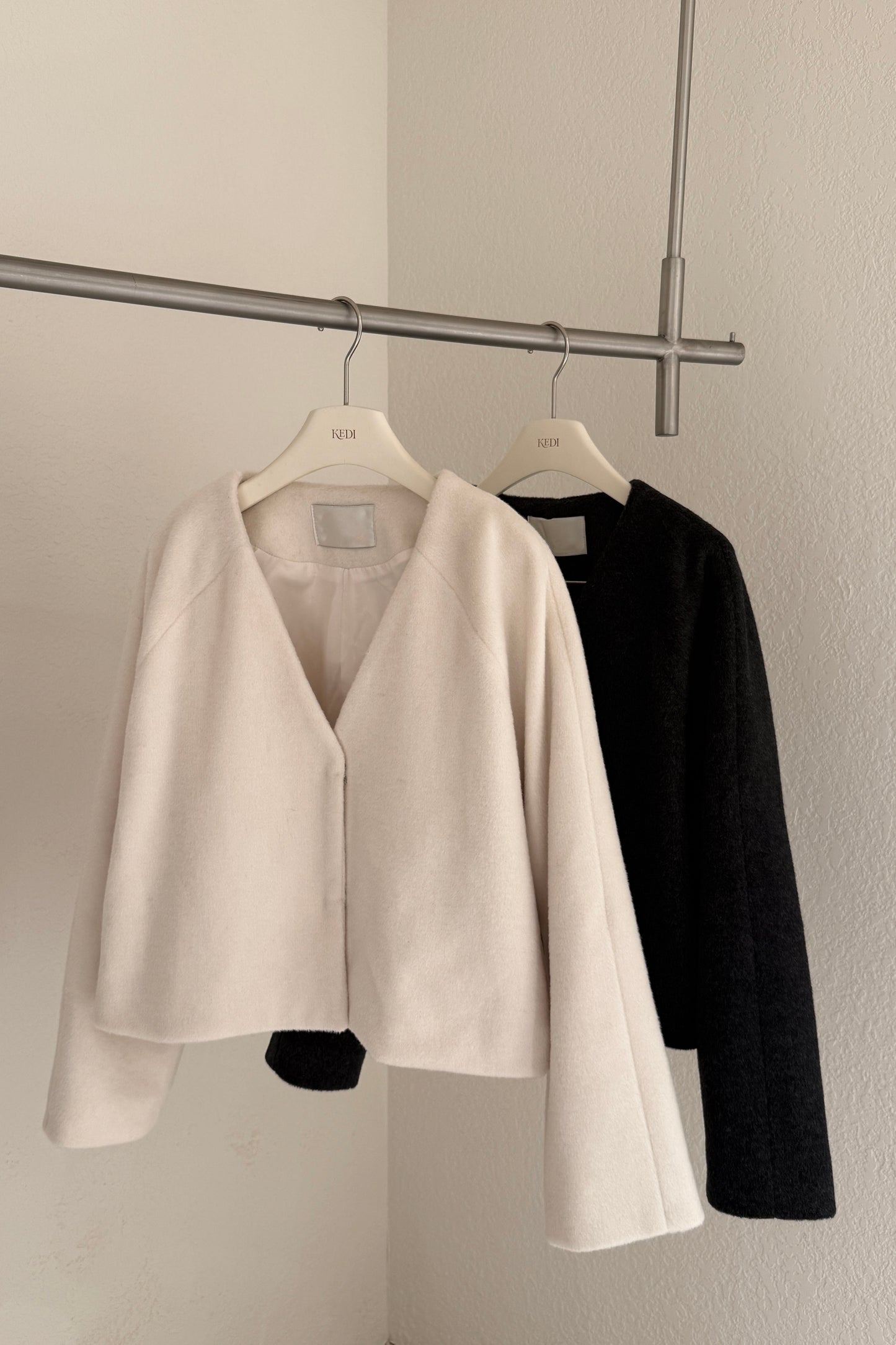 𝐃𝐞𝐜 【Kedi Made】Atelier Wool Coat & Scarf Set 〖法式極簡短外套〗