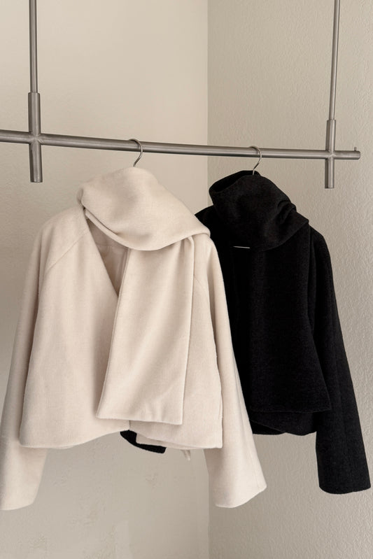 𝐃𝐞𝐜 【Kedi Made】Atelier Wool Coat & Scarf Set 〖法式極簡短外套〗