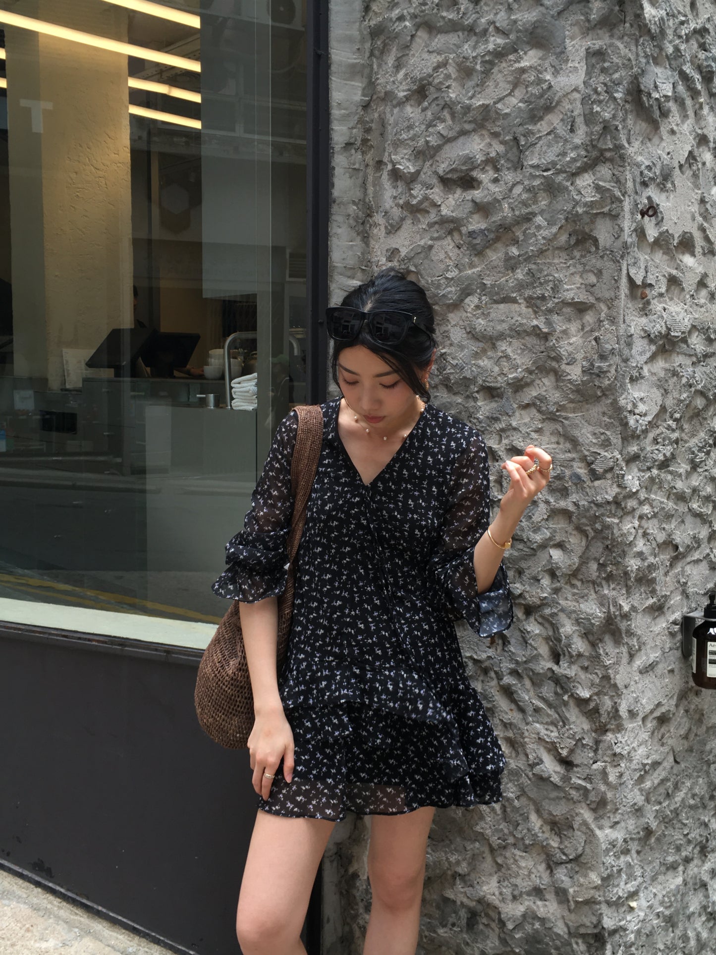 𝐀𝐩𝐫 〖法式感〗 Noir Fleur Dress