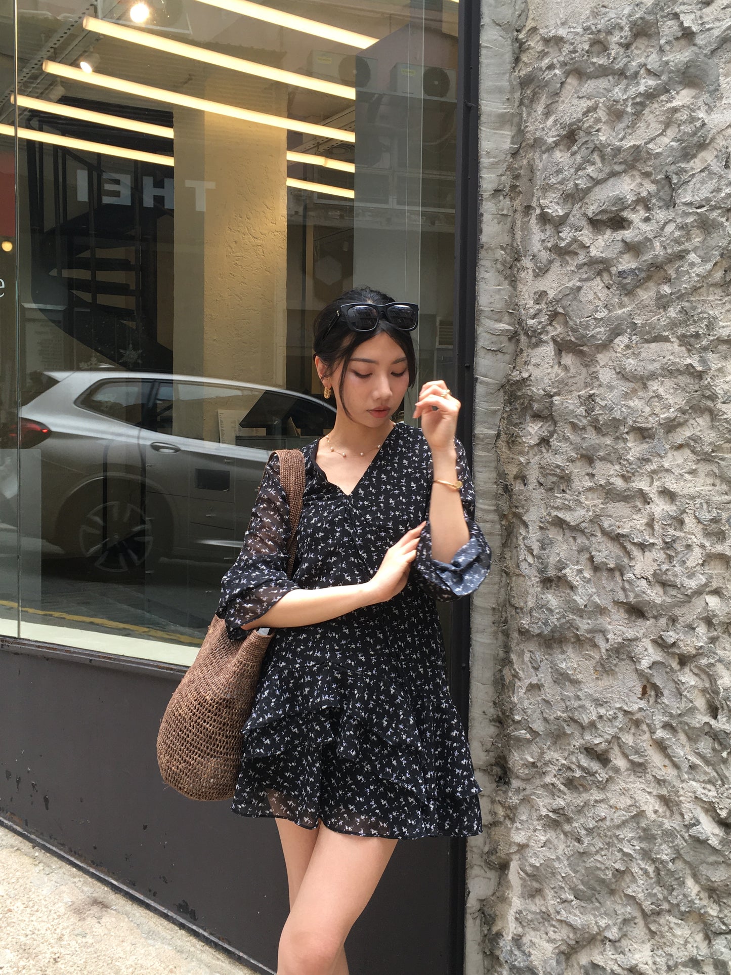 𝐀𝐩𝐫 〖法式感〗 Noir Fleur Dress