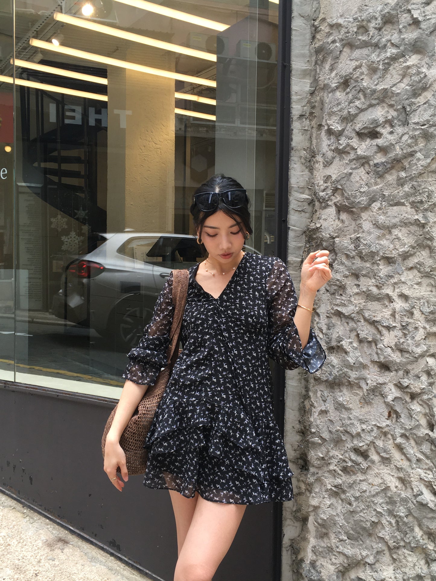 𝐀𝐩𝐫 〖法式感〗 Noir Fleur Dress