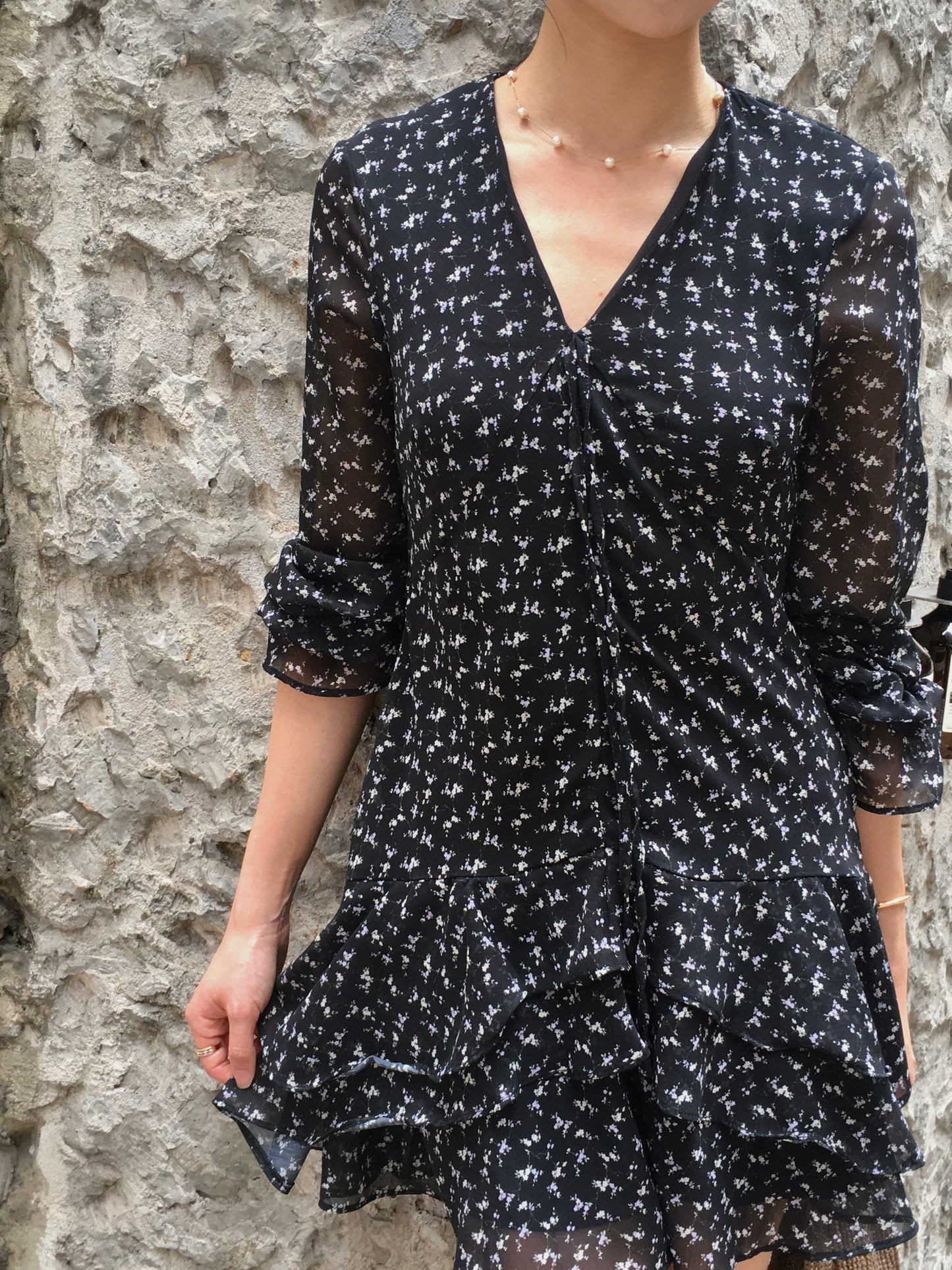 𝐀𝐩𝐫 〖法式感〗 Noir Fleur Dress